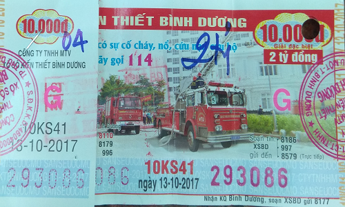 Giải Đặc Biệt Kỳ Vé 10KS41 Mở Thưởng Ngày 13/10/2017