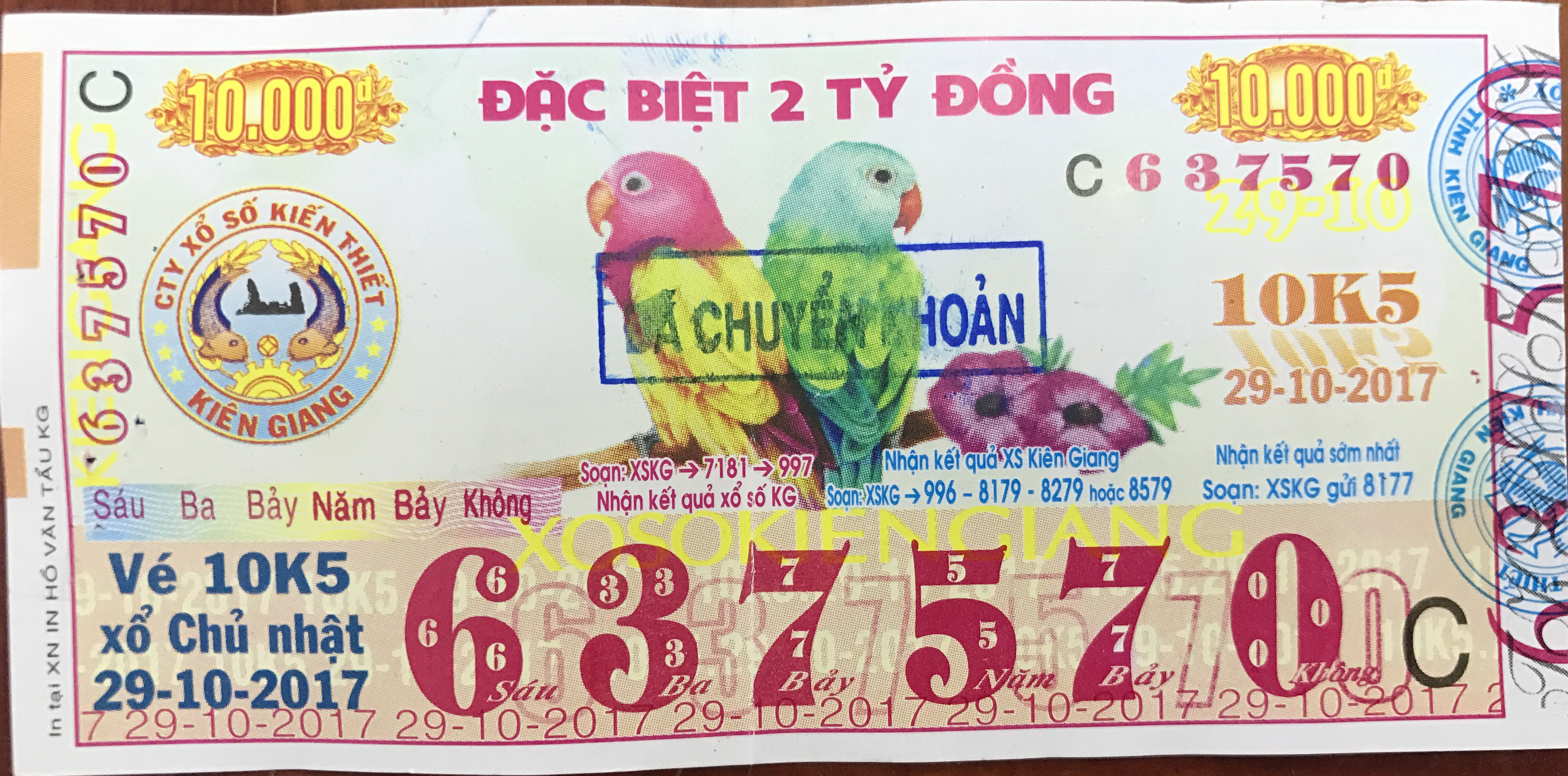 Công ty sổ xố kiến thiết Kiên Giang công bố thông tin trả thưởng