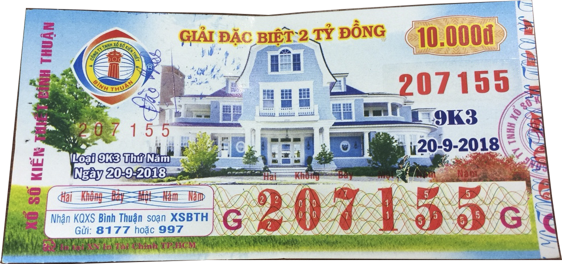 Công ty TNHH MTV xổ số kiến thiết Bình Thuận: Công bố thông tin trúng thưởng