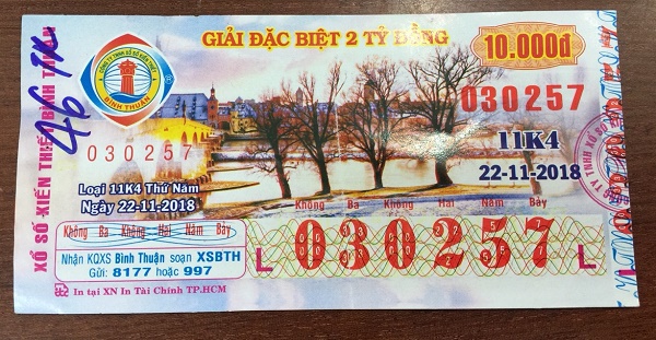 Công ty Xổ số kiến thiết tỉnh Bình Thuận: Công bố thông tinh trúng thưởng