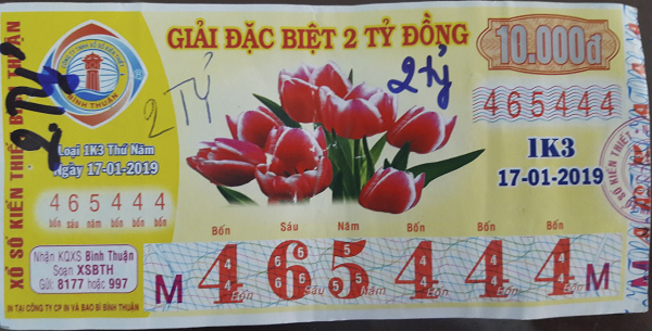 Công ty xổ số kiến thiết Bình Thuận: Công bố thông tin trúng thưởng - Kỳ vé 1K3