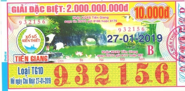 Công ty  Xổ số kiến thiết Tiền Giang: Công bố thông tin trúng thưởng - Kỳ vé TG1D