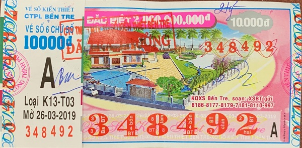 Công ty Xổ số Kiến thiết Bến Tre: Công bố thông tin trúng thưởng - Kỳ vé K13-T03