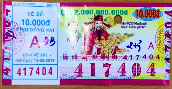 Công ty Xổ số Kiến thiết Đồng Nai công bố thông tin trúng thưởng - Kỳ vé 2K2