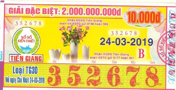 Công ty Xổ số Kiến thiết Tiền Giang: Công bố thông tin trúng thưởng - Kỳ vé TG3D