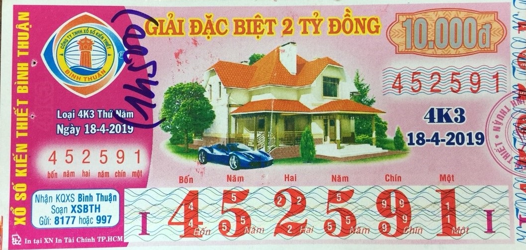Công ty Xổ số kiến thiết tỉnh Bình Thuận: Công bố thông tin trả thưởng, Kỳ vé 4K3