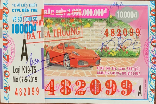 Công ty Xổ số kiến thiết Bến Tre: Công bố thông tin trả thưởng, kỳ K19-T5