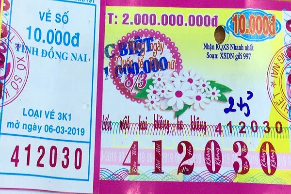 Công ty Xổ số kiến thiết tỉnh Đồng Nai: Công bố thông tin trả thưởng , kỳ vé 3K1