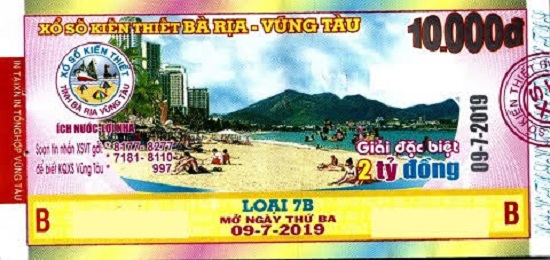 Bà Rịa - Vũng Tàu: Thông báo trả thưởng kỳ vé 7B