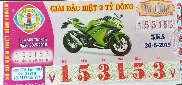 Công ty Xổ số Kiến thiết tỉnh Bình Thuận  Công bố thông tin trả thưởng, KỲ VÉ 5K5