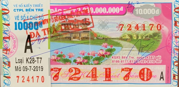 Công ty Xổ số Kiến thiết tỉnh Bến Tre: Công bố thông tin trả thưởng kỳ vé K28