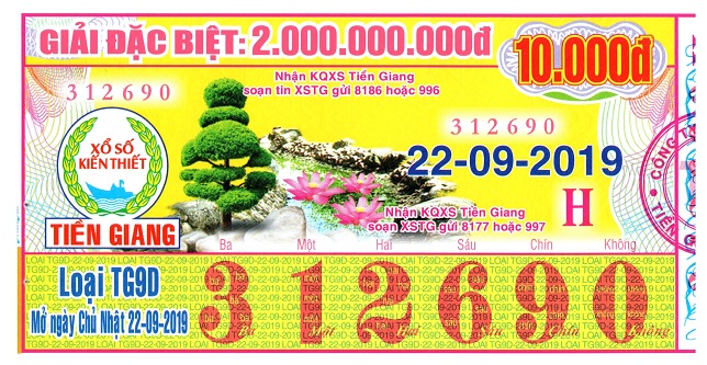 Công ty Xổ số Kiến thiết tỉnh Tiền Giang: Công bố thông tin trả thưởng kỳ vé TG9D