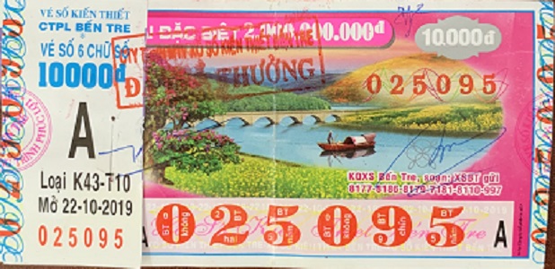 Công ty TNHH MTV Xổ số Kiến thiết tỉnh Bến Tre: Công bố thông tin trả thưởng kỳ vé K43-T10