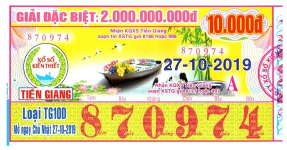 Công ty Xổ số Kiến thiết tỉnh Tiền Giang: Công bố thông tin trả thưởng kỳ vé TG10D