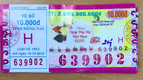 Công ty Xổ số Kiến thiết tỉnh Đồng Nai: Công bố thông tin trả thưởng, kỳ vé 10K3