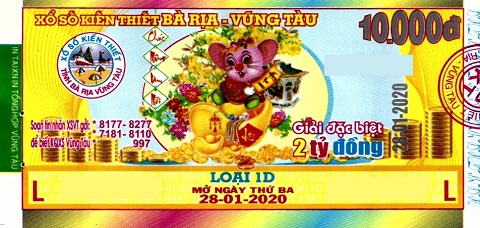 Công ty Xổ số Kiến thiết tỉnh Bà Rịa - Vũng Tàu: Công bố thông tin trả thưởng kỳ vé 1D