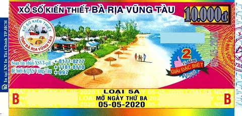 Công ty Xổ số Kiến thiết tỉnh Bà Rịa - Vũng Tàu: Công bố thông tin trả thưởng kỳ vé 5A