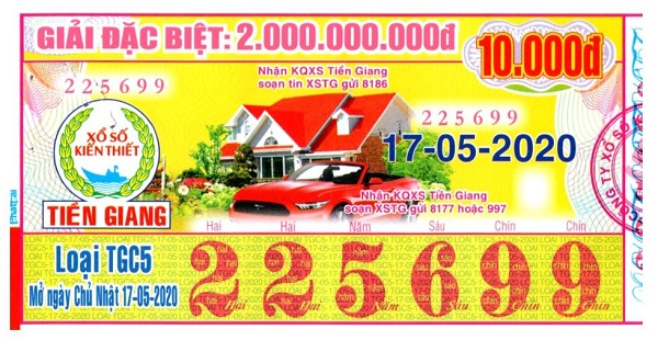 Công ty Xổ số Kiến thiết tỉnh Tiền Giang: Công bố thông tin trả thưởng kỳ vé TGC5