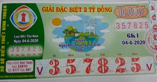 Công ty Xổ số Kiến thiết tỉnh Bình Thuận: Công bố thông tin trả thưởng kỳ vé 6K1