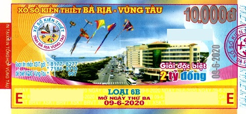 Công ty Xổ số Kiến thiết tỉnh Bà Rịa - Vũng Tàu: Công bố thông tin trả thưởng kỳ vé 6B
