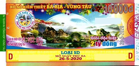 Công ty Xổ số Kiến thiết tỉnh Bà Rịa - Vũng Tàu: Công bố thông tin trả thưởng kỳ vé 5D