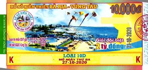 Công ty Xổ số Kiến thiết tỉnh Bà Rịa - Vũng Tàu: Công bố thông tin trả thưởng kỳ vé 10D