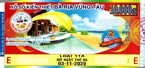 Công ty Xổ số Kiến thiết tỉnh Bà Rịa - Vũng Tàu: Công bố thông tin trả thưởng kỳ vé 11A