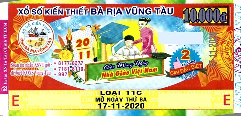 Công ty Xổ số Kiến thiết tỉnh Bà Rịa - Vũng Tàu: Công bố thông tin trả thưởng kỳ vé 11C