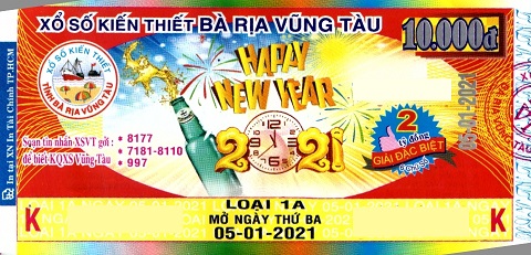 Công ty Xổ số Kiến thiết tỉnh Bà Rịa - Vũng Tàu: Công bố thông tin trả thưởng kỳ vé 1A