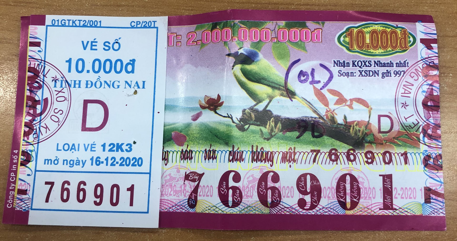 Công ty Xổ số Kiến thiết tỉnh Đồng Nai: Công bố thông tin trả thưởng kỳ vé 12K3