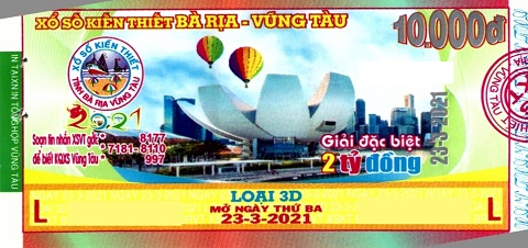 Công ty Xổ số Kiến thiết tỉnh Bà Rịa - Vũng Tàu: Công bố thông tin trả thưởng kỳ vé 3D