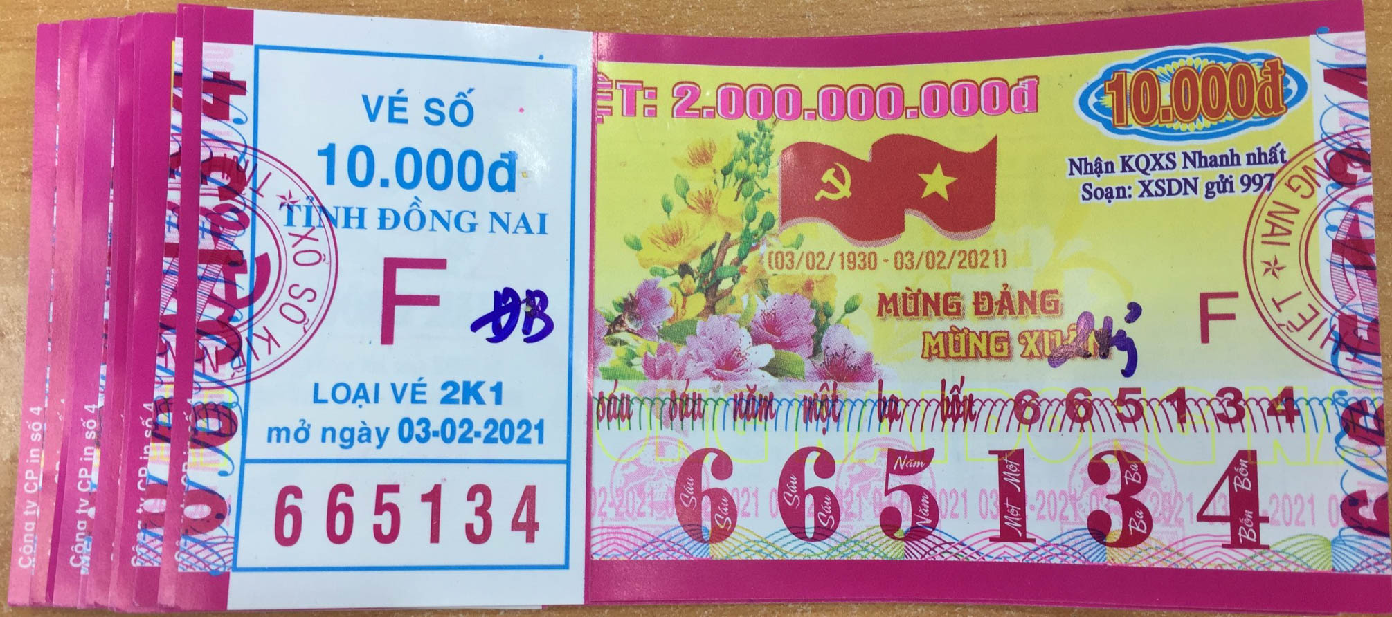 Công ty Xổ số Kiến thiết tỉnh Đồng Nai: Công bố thông tin trả thưởng kỳ vé 2K1