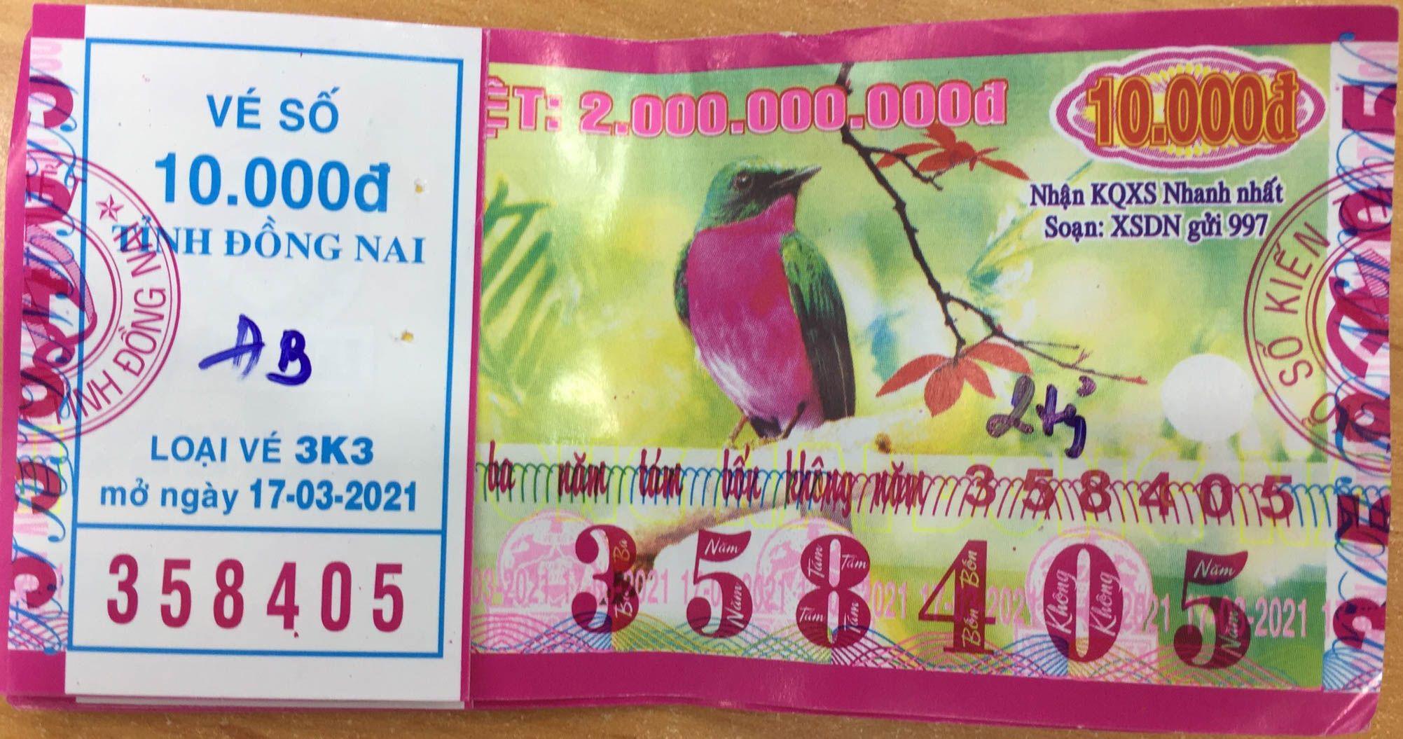 Công ty Xổ số Kiến thiết tỉnh Đồng Nai: Công bố thông tin trả thưởng kỳ vé 3K3
