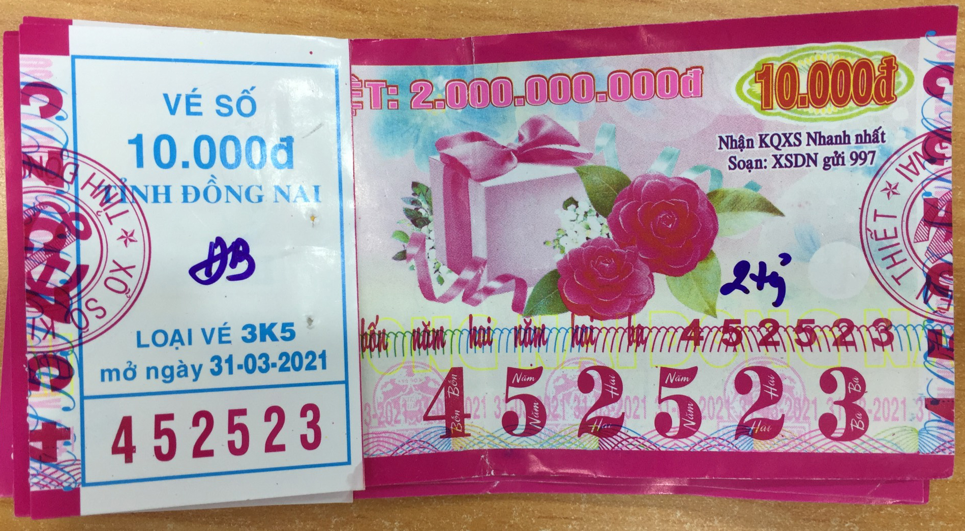 Công ty Xổ số Kiến thiết tỉnh Đồng Nai: Công bố thông tin trả thưởng kỳ vé 3K5