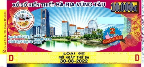 Công ty Xổ số kiến thiết tỉnh Bà Rịa - Vũng Tàu: Công bố thông tin trả thưởng kỳ vé 8E ngày 30/08/2022