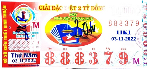 Công ty TNHH MTV Xổ số Kiến thiết Bình Thuận: Công bố thông tin trả thưởng kỳ vé 11K1 ngày 03/11/2022