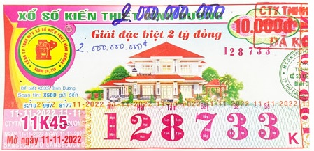 Công ty TNHH MTV Xổ số Kiến thiết Bình Dương: Công bố thông tin trả thưởng kỳ vé 11K45  ngày 11/11/2022
