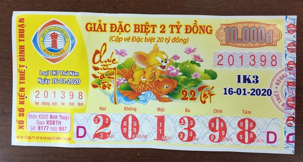 Công ty TNHH MTV Xổ số Kiến thiết Bình Thuận: Công bố thông tin trả thưởng kỳ vé 1K3 ngày 19/01/2023