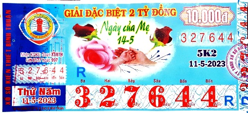 Công ty TNHH MTV Xổ số Kiến thiết Bình Thuận: Công bố thông tin trả thưởng kỳ vé  5K2 Ngày 11 tháng 05 năm 2023.