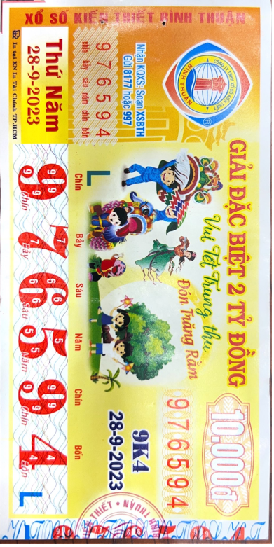 Công bố thông tin KQXSKT Bình Thuận 9K4 ngày 28.9.2023