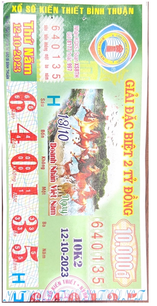 Công bố thông tin KQXSKT Bình Thuận 10K2 ngày 12.10.2023