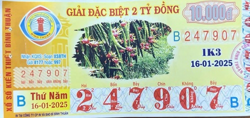 CÔNG BỐ THÔNG TIN KQXSKT BÌNH THUẬN 1K3 16.1.2025